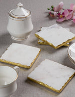 Load image into Gallery viewer, Square Marble Coasters With Gold Trim
