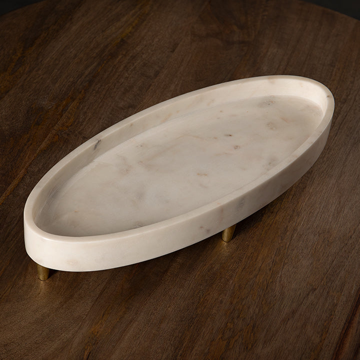 Raised Marble + Brass Footed Platter