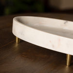 Load image into Gallery viewer, Raised Marble + Brass Footed Platter
