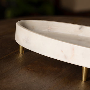 Raised Marble + Brass Footed Platter