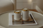 Load image into Gallery viewer, Marble Brass Inlay Tealight Holders, Set of 2
