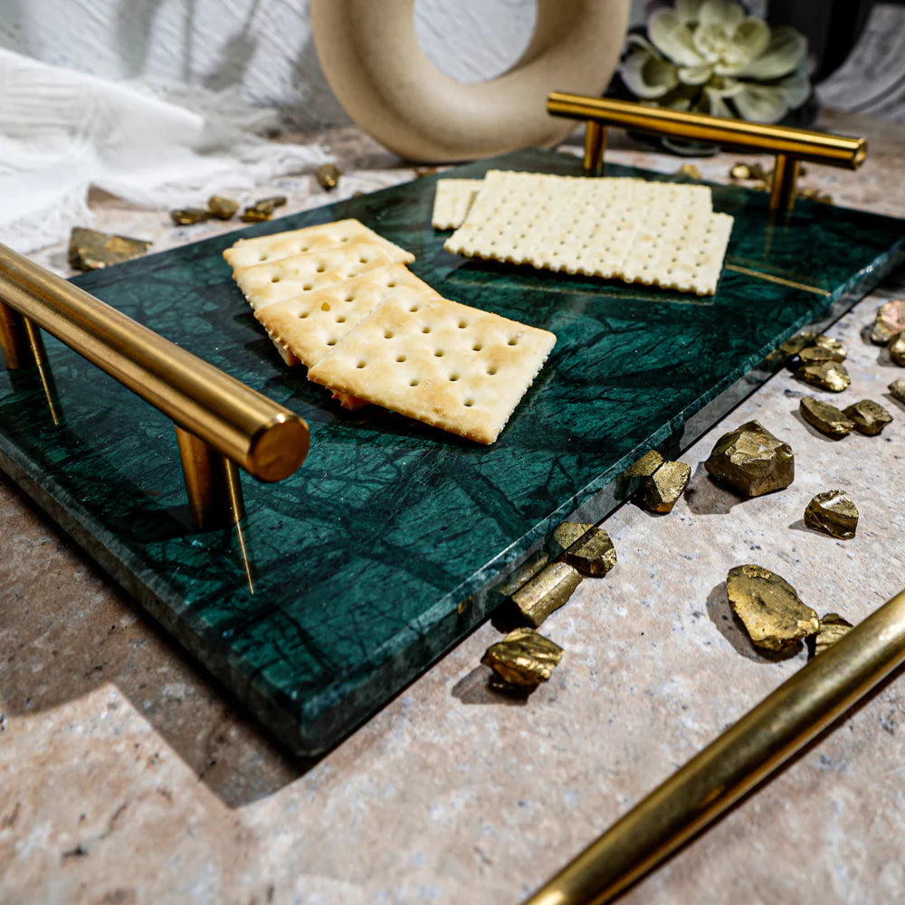 Hand Cut Marble Verdant Tray